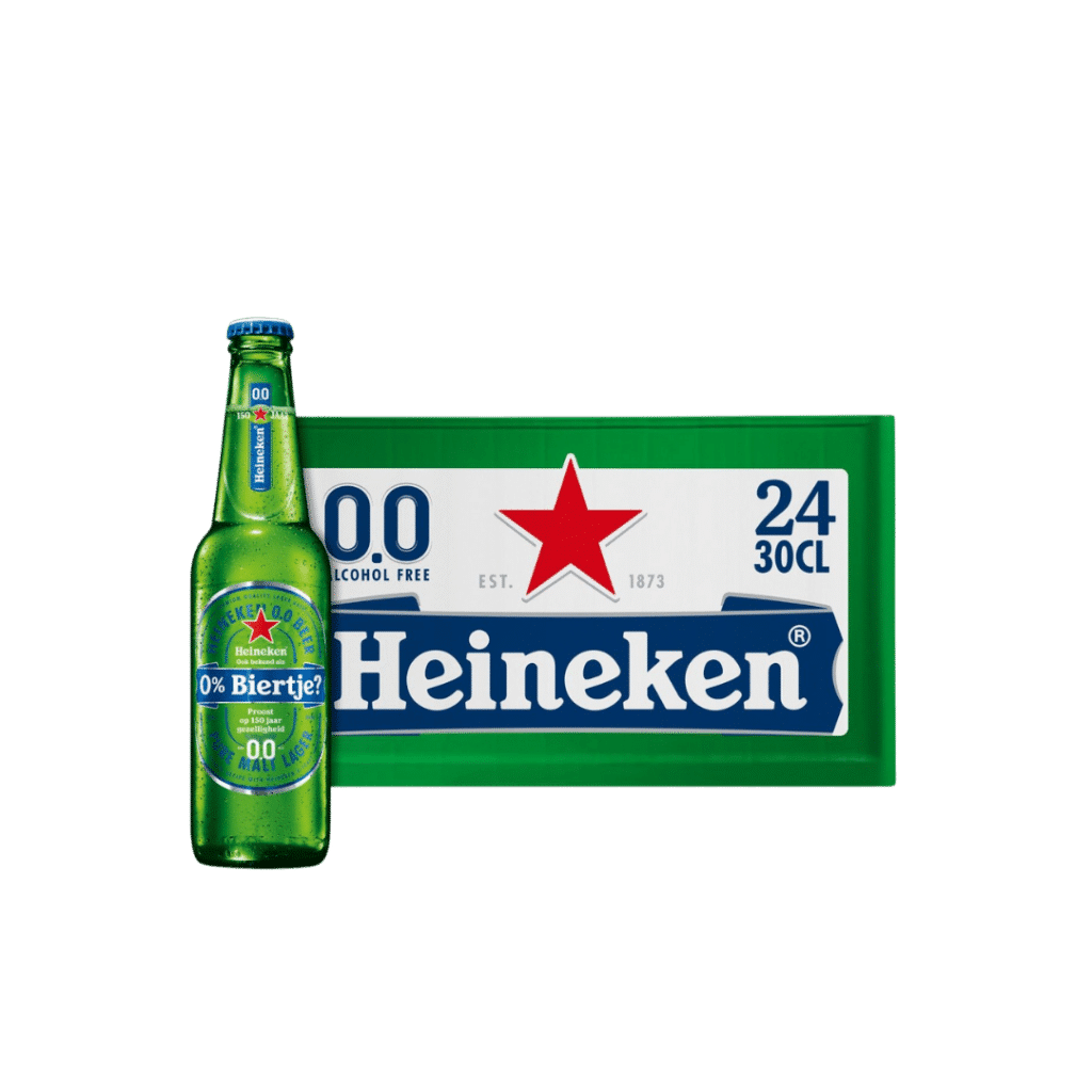 0.0 bier Heineken krat 24 flesjes waar 30cl in zit