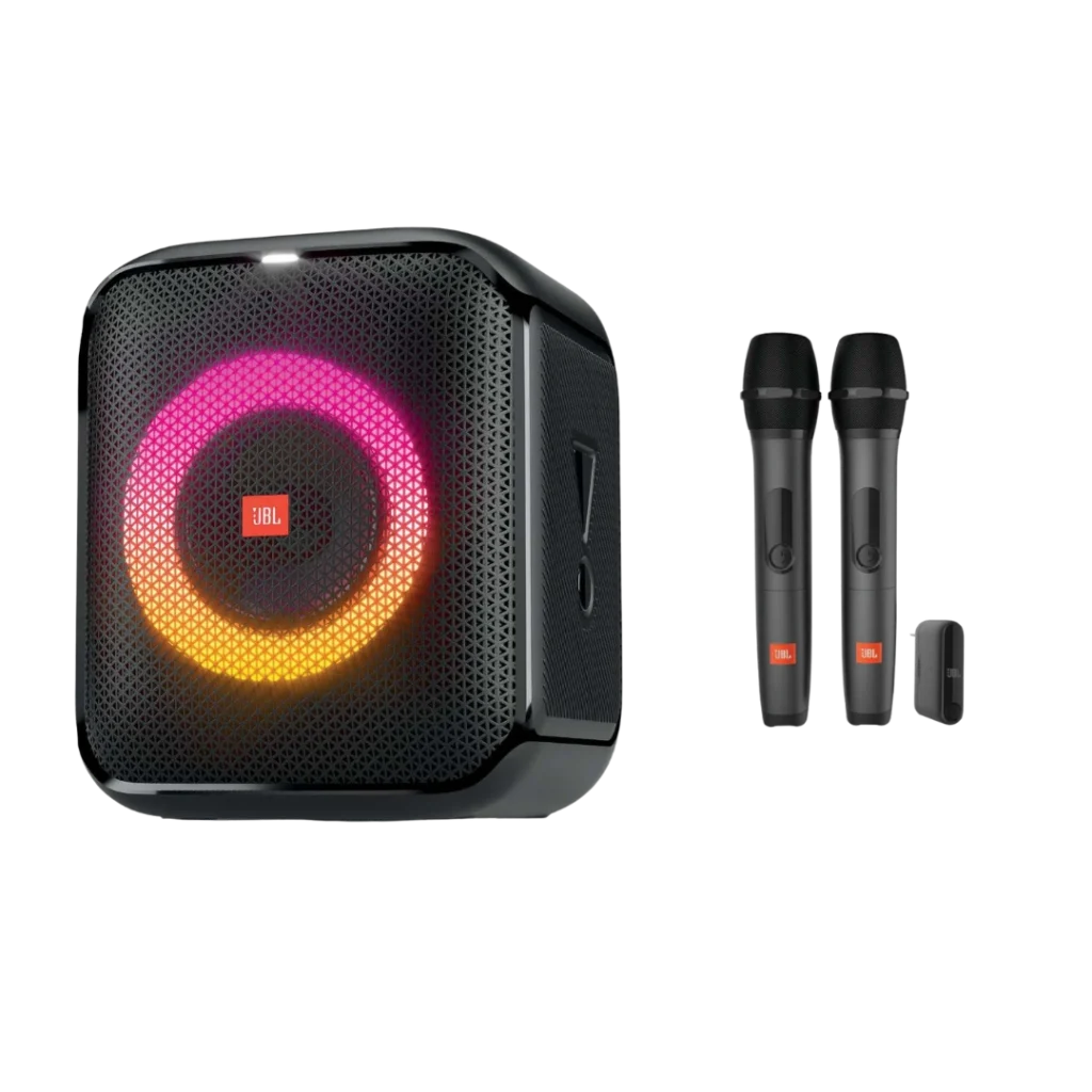 Speaker met draadloze microfoon huren feest materialen huren