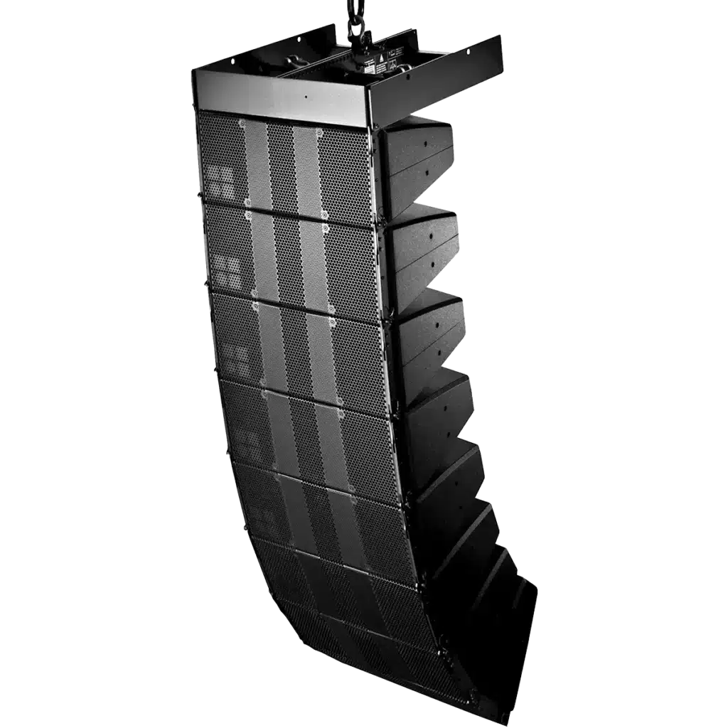 Een line array geluidsinstallatie