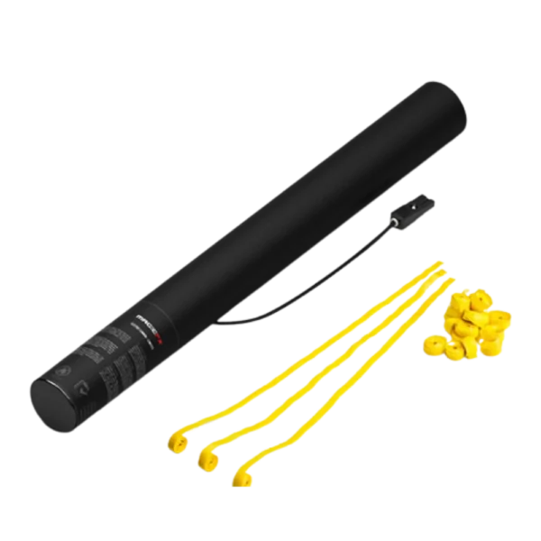 Confetti streamer geel elektrische koker bio 50 cm