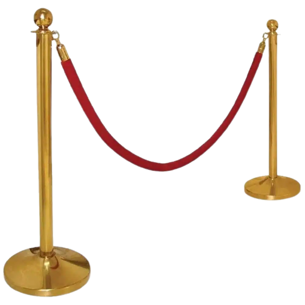 2x Afzetpaal goud met rood koord