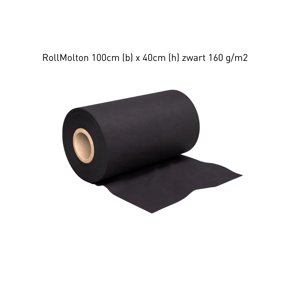 Rol Molton 100cm (b) x 40cm (h) zwart 160 g/m2