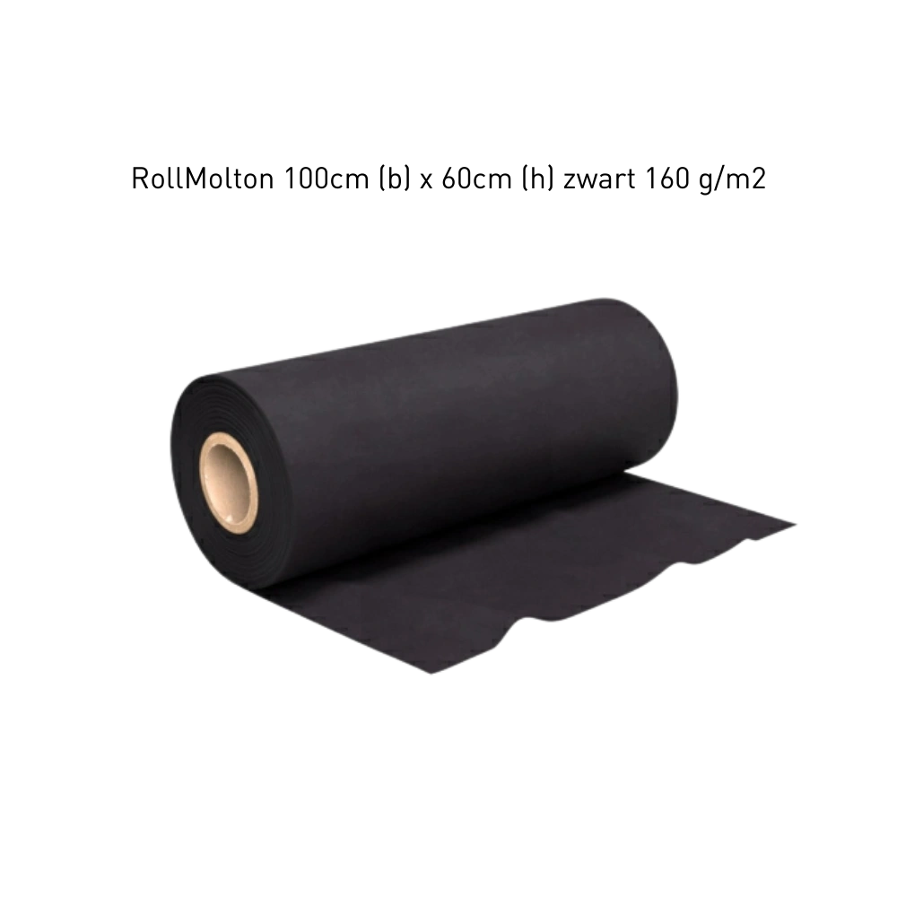 Rol Molton 100cm (b) x 60cm (h) zwart 160 g/m2